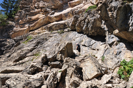 Lee climbing the rocks