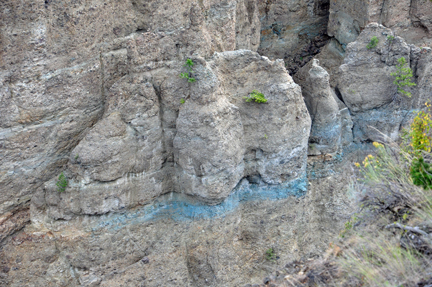 blue marks in the mountain