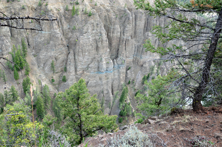 blue marks in the mountain