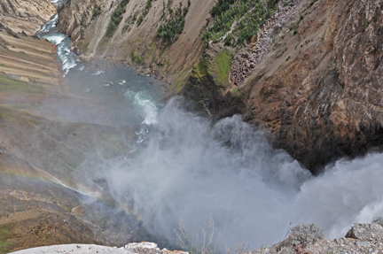 looking down from the top of the falls