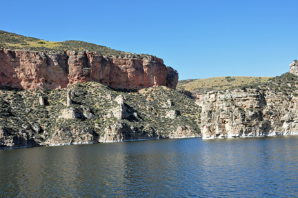 Bighorn Lake and cliffs