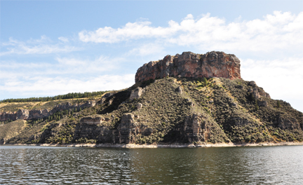 Bighorn Lake and cliffs