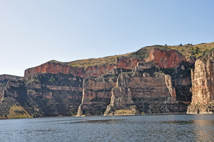 Bighorn Lake and cliffs