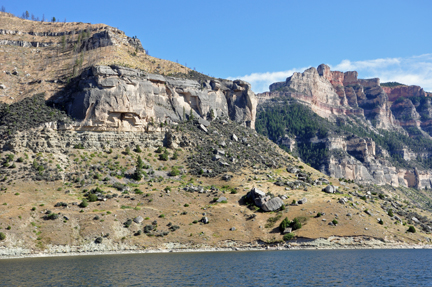 Bighorn Lake and cliffs