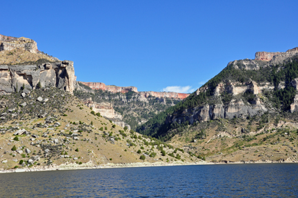 Bighorn Lake and cliffs