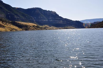 Bighorn Lake and cliffs