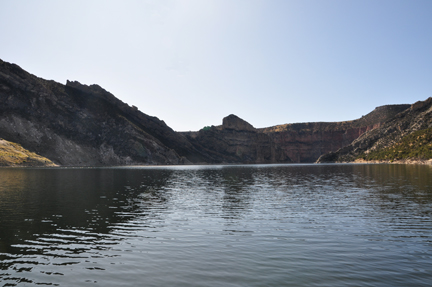 Bighorn Lake and cliffs