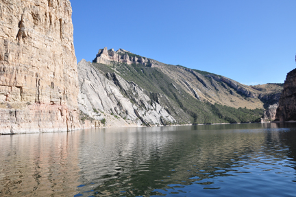 Bighorn Lake and cliffs