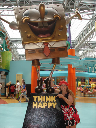 Karen Duquette and SpongeBob SquarePants  say think happy
