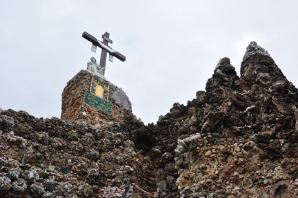 statue on the 40-foot high mountain-like structure