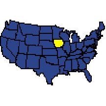 USA map with Iowa highlighted