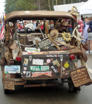 a very uniquely decorated old truck