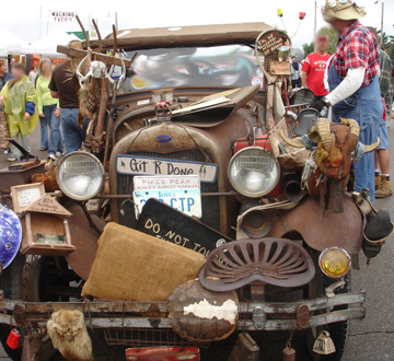 a very uniquely decorated old truck