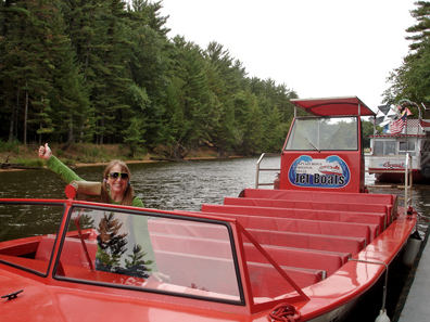 Karen Duquette on the jet boat 