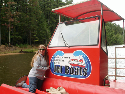 Karen Duquette on the jet boat 