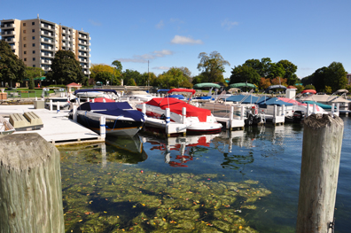 a few of the many boats on Geneva Lake