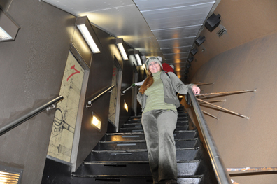 Karen Duquette on the Gatewry Arch Staircase