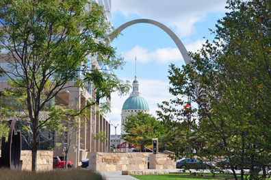 views of the Arch from the food festival.