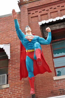 Superman jumping off building