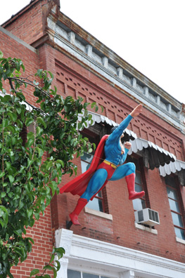 Superman jumping off building