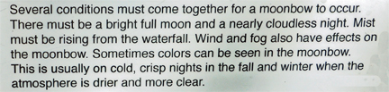 sign about the moonbow