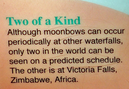 sign about the moonbow