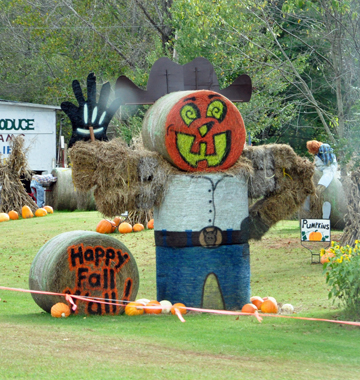 Halloween decorations along the roadside