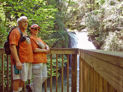 the two RV Gypsies at the Blue Hole Waterfall