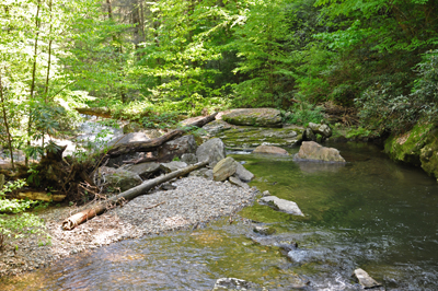 below the falls