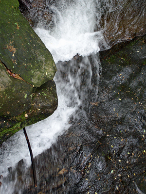 a close-up of the falls