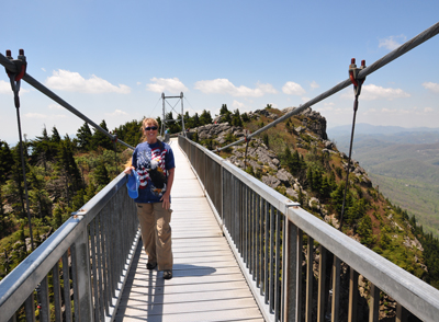 Karen Duquette on the swinging bridge