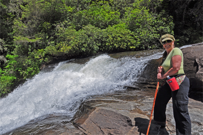 Karen beside the middle falls