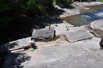 looking down at the rocks 