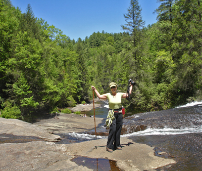 Karen beside the middle falls