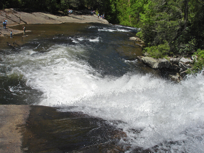 Looking down the middle falls