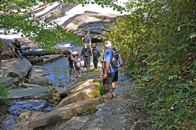 big, wet, slippery rocks