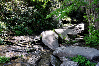 big, wet, slippery rocks