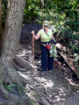 Karen  Duquette and the rooty trail