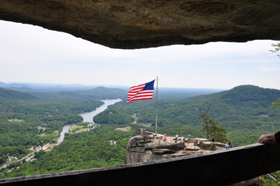 view of USA flag from The Opera Box