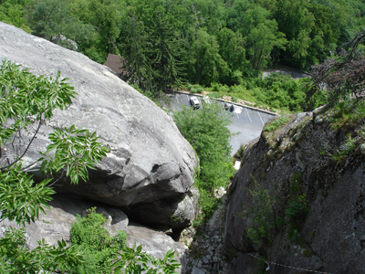 view into the parking lot