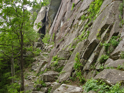 The cliffs beside the falls