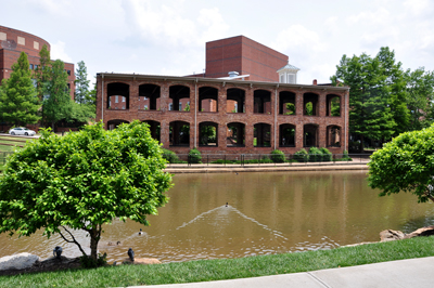 an old building across the Reedy