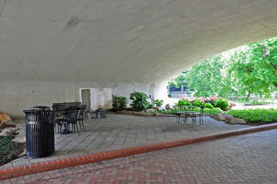 picnic area under a bridge