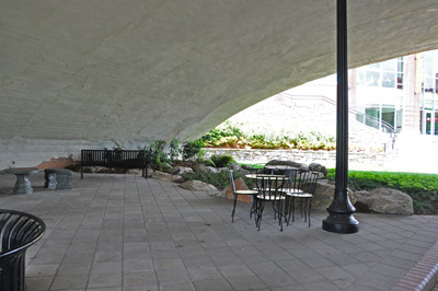 picnic area under a bridge