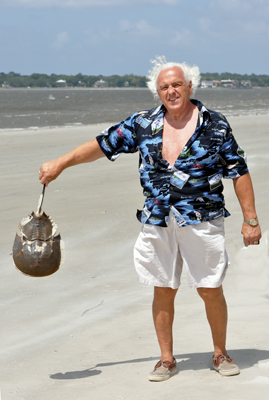 Lee with a dead horseshoe crab