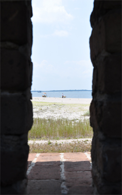 looking through a porthole at Cumberland Sound