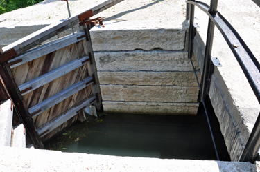 Looking down into what remains of the lock