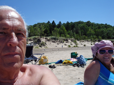 The two RV Gypsies at Lake Michigan