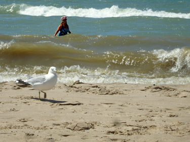 Karen Duquette in Lake Michigan