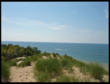 Lake Michigan and a boat